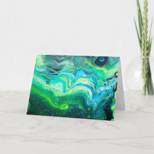 Wilde grüne Seascape Acyrlic Fluid Art Karte