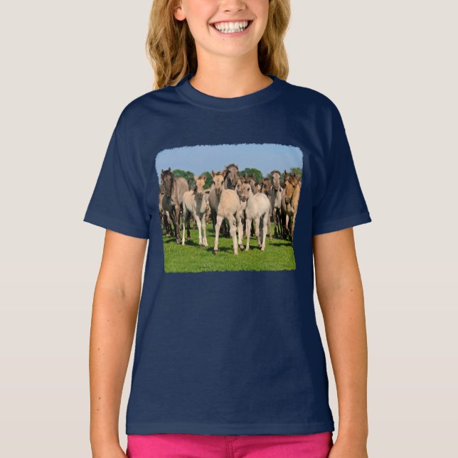 Wilde Herde Dulmen Pferdeniedliches Fohlen-Foto - T-Shirt (Vorderseite)