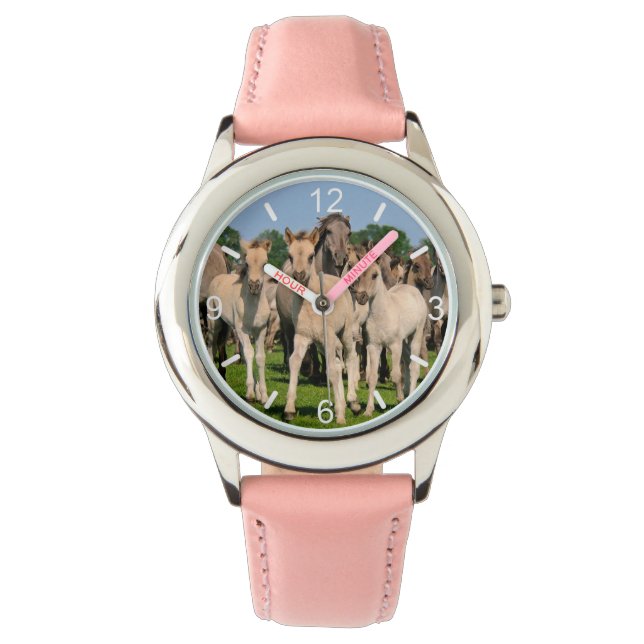 Wilde Herde Grullo Dulmen Pferde Foals — Wählschei Armbanduhr (Vorderseite)
