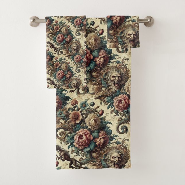 Wilde Herzen & Jagdhunde - Gotisch Viktorianisch Badhandtuch Set (Insitu)