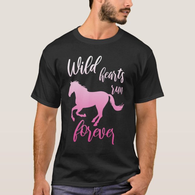 Wilde Herzen Laufen für Pferde Pferderennbahn T-Shirt (Vorderseite)