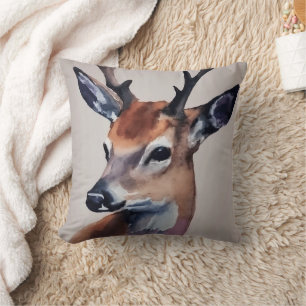 Wilde Hirsche Portrait Aquarellmalerei, Hirsche Kissen