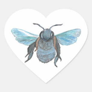 Wilde Holzbiene fliegt Herz-Aufkleber