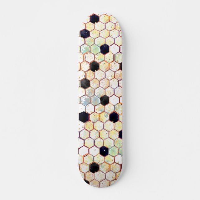 Wilde Honeycomb Abstrakt Hexagon Muster Skateboard (Vorne)
