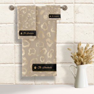 Wilde Ideen Glam Leopard Spots Taupe ID1160 Badhandtuch Set