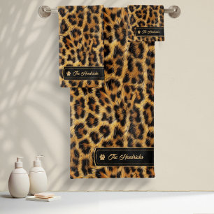 Wilde Ideen Gold Label Dunkler Leopard ID1160 Badhandtuch Set
