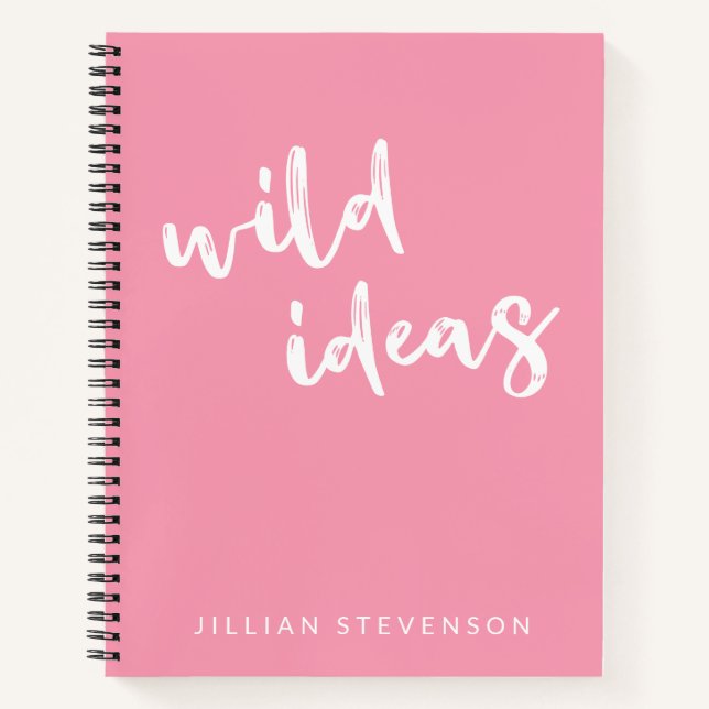 Wilde Ideen Spaß Inspiration Personalisiert Pink Notizbuch (Vorderseite)