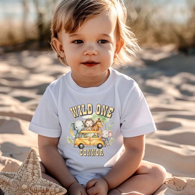 Wilde Jungen Geburtstagssafari Baby T-shirt (Von Creator hochgeladen)