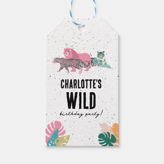 Wilde Jungle-Party-Kindergeburtstag Geschenkanhänger (Vorderseite)