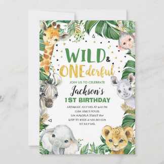 Wilde Jungle Safari 1. Geburtstag Einladung