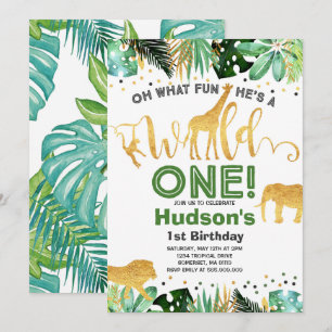 Wilde Jungtiere ein Geburtstag Einladung Jungle An
