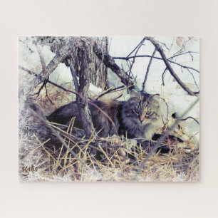 Wilde Katze in Winter-Foto-Kunst