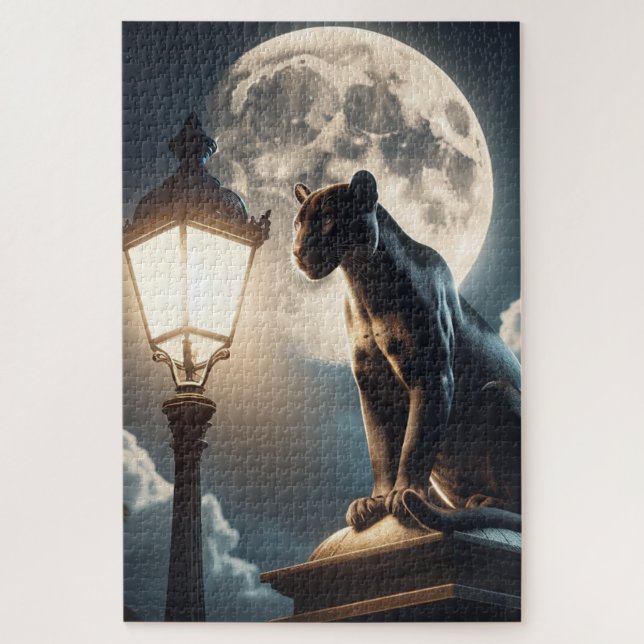 Wilde Katze und Mond (Vertikal)