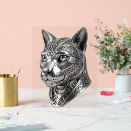 Wilde keltische Silberkatze – Stealth Warrior To Acrylschild