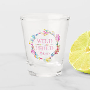 Wilde kinderfarbene Aquarellkunst personalisiert Schnapsglas