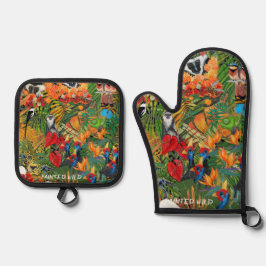 Wilde Kreation Ofenhandschuh & Topflappen-Set