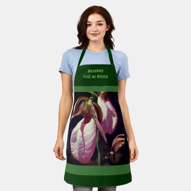 Wilde Lady Slipper Orchid-Blume Personalisiert Schürze (Getragen)