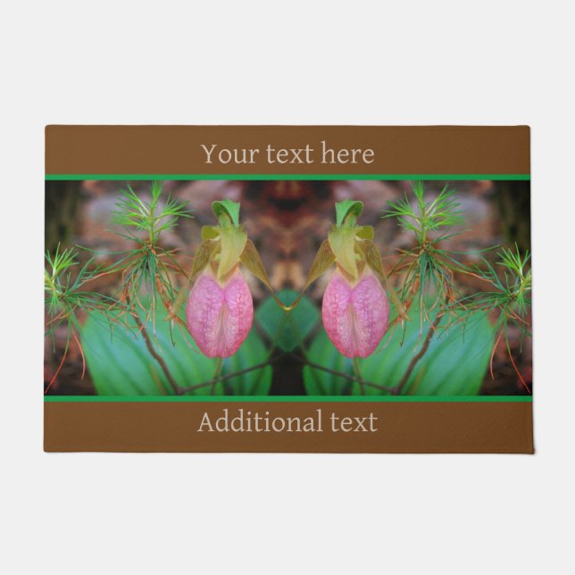 Wilde Lady Slipper Orchid Evergreens Personalisier Fußmatte (Vorderseite)
