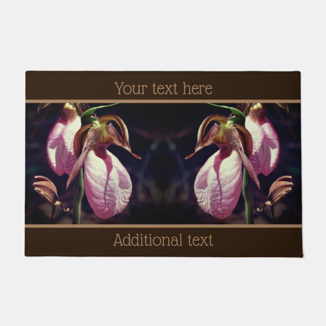 Wilde Lady Slipper Orchideen Nah Personalisiert Fußmatte (Vorderseite)