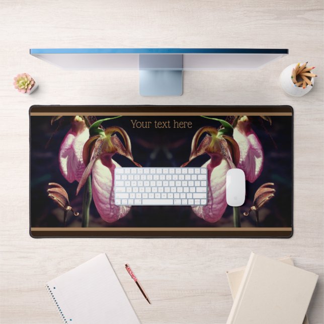 Wilde Lady Slipper Orchideen Nah Personalisiert Schreibtischunterlage (Büro 1)