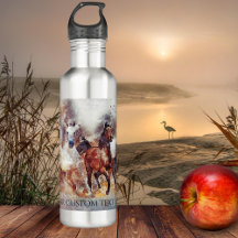 Wilde Laufpferde Personalisierte Wasserflasche