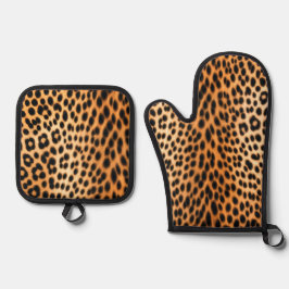 Wilde Leopard-Energie – Kühne Tierprint-Mode Ofenhandschuh & Topflappen-Set