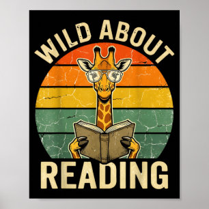 Wilde Leseliebe Giraffe Buchliebhaber Retro Poster
