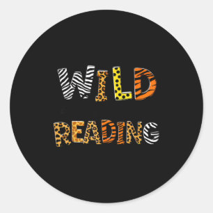 Wilde lesende Kinder lesen Bücher und Bücherwurm Runder Aufkleber