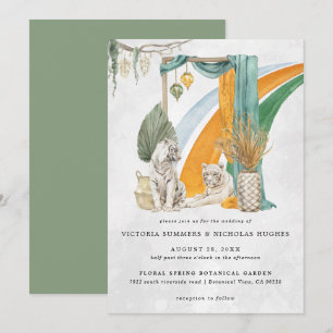 Wilde Liebe   Boho-Makramee-Tiger-Grünzeug-Hochzei Einladung