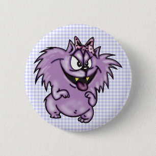 Wilde lila Cartoon-Katze Button