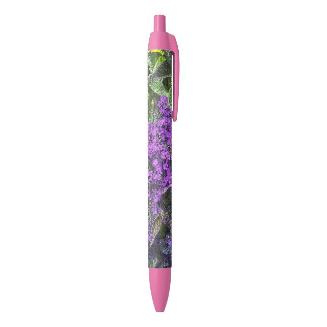 Wilde lila lila Blume mit federgrünen Blätter Kugelschreiber (Unterseite (Vertikal))