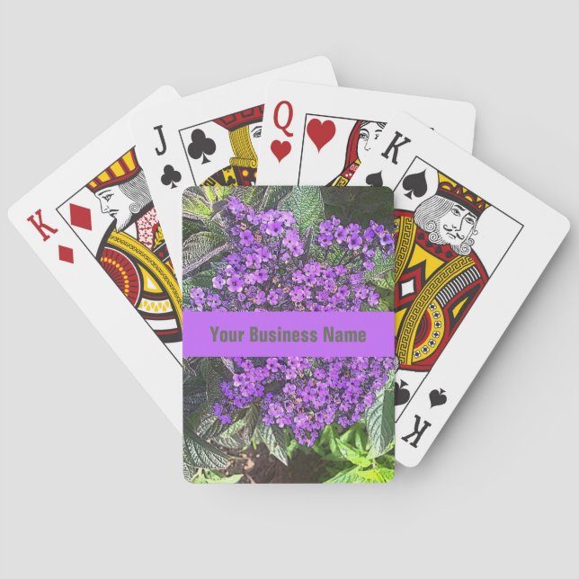 Wilde lila lila Blume mit federgrünen Blätter Spielkarten (Rückseite)