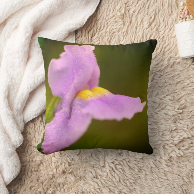 Wilde Lila Orchid-Blume-Dewdrops Kissen (Decke)