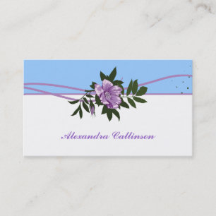 Wilde lila Rose, blaue, weiße Blumenkarte Visitenkarte