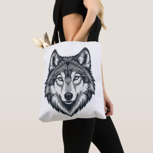 Wilde Lone Wolf Kopf Grafik Taschen
