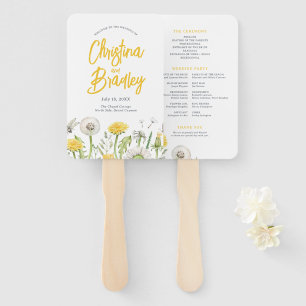 Wilde Löwenzahn-Garten-Hochzeitsprogramm Fächer