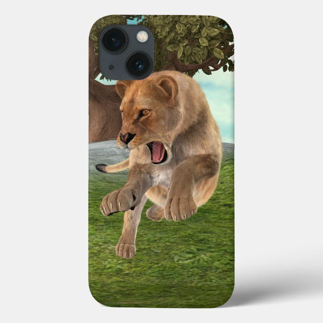 Wilde Löwin Dschungel-Abenteuer-Kunst Case-Mate iPhone Hülle (Rückseite)