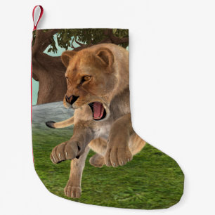 Wilde Löwin Dschungel-Abenteuer-Kunst Kleiner Weihnachtsstrumpf
