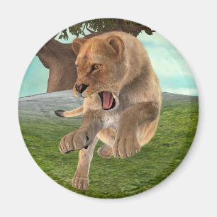 Wilde Löwin Dschungel-Abenteuer-Kunst Magnet