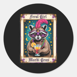 Wilde Mädchen Mardi Gras Karneval Runder Aufkleber