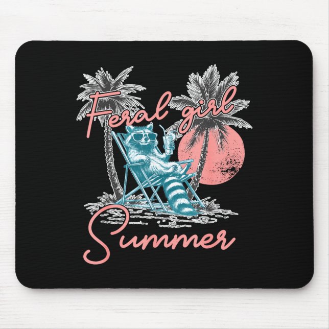 Wilde Mädchen Sommer lustiger Meme wilder Waschbär Mousepad (Vorne)