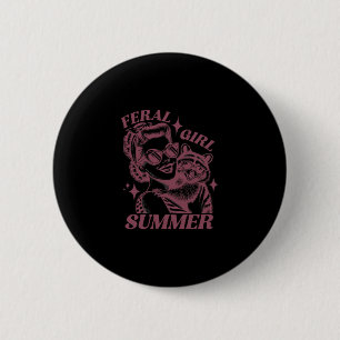 Wilde Mädchen Sommer Müll Waschbär Süßer Waschbär Button