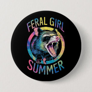 Wilde Mädchen Sommer Opossum Tie Dye Waschbär Button