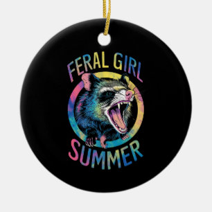 Wilde Mädchen Sommer Opossum Tie Dye Waschbär Keramik Ornament