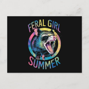 Wilde Mädchen Sommer Opossum Tie Dye Waschbär Postkarte