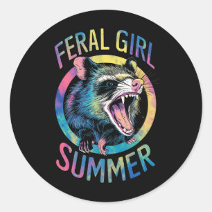 Wilde Mädchen Sommer Opossum Tie Dye Waschbär Runder Aufkleber