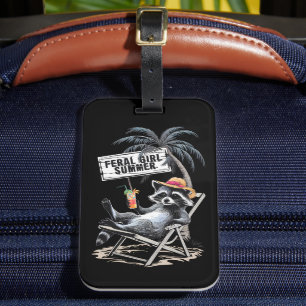 Wilde Mädchen Sommer Strand Lustiger Waschbär Gepäckanhänger