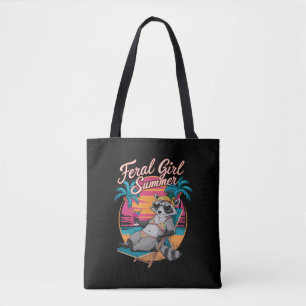 Wilde Mädchen Sommer Strand Lustiger Waschbär Tasche