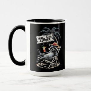 Wilde Mädchen Sommer Strand Lustiger Waschbär Tasse