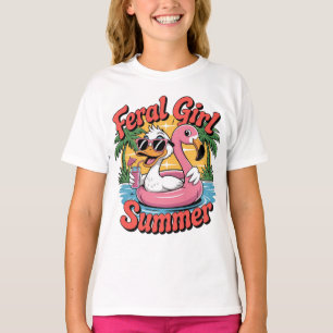 Wilde Mädchen Sommer Waschbär Entspannung Lustiges T-Shirt